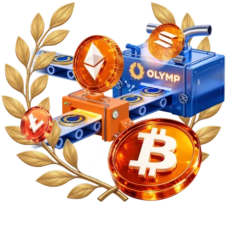 Монеты Bitcoin и Ethereum на баннере криптовалютной акции